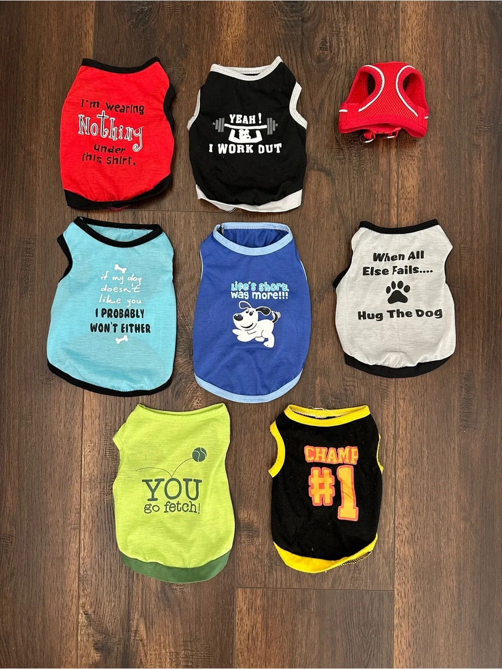 Mixed Cute Dog Top Bundle - Red, Black, Blue, Teal, Gray, Lime, Yellow